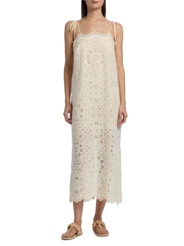 【Zimmermann】Rhiannon embroidered cotton midi dress Rhiannon embroidered cotton midi dress in white - Zimmermann