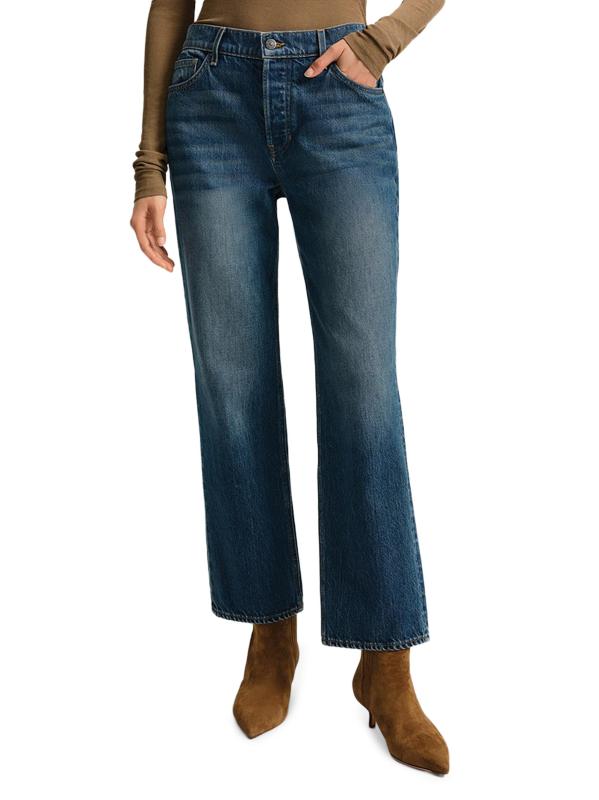 #2: بنطال «ليا ستريتش» متوسط الارتفاع بأرجل مستقيمة - أزرق داكن