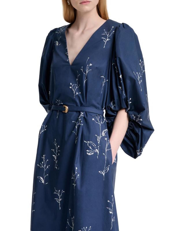 #6: فستان متوسط الطول من القطن بحزام مطبوع من كوري - بيري