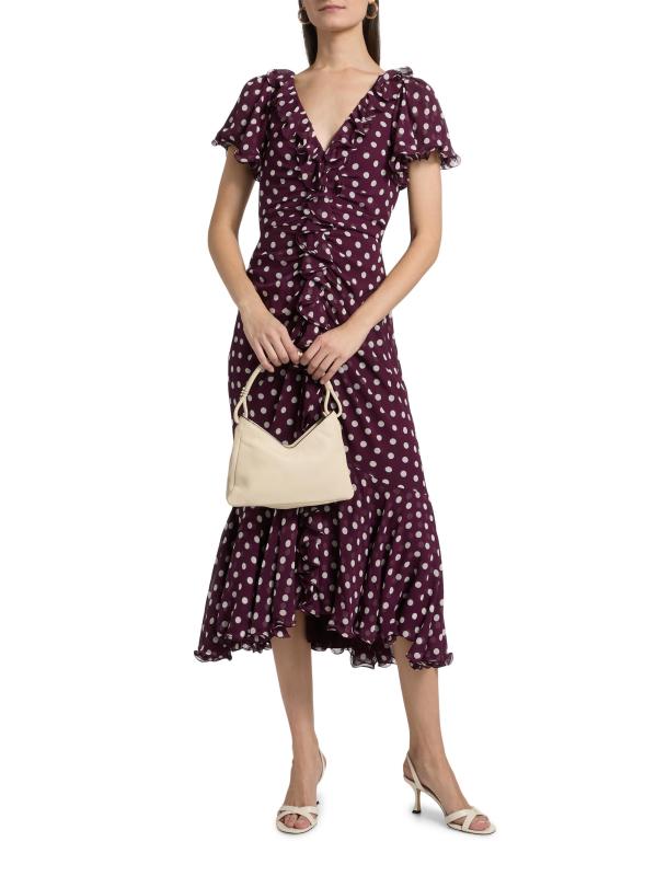 #7: فستان متوسط الطول مكشكش بنقشة من ليرا - ديب بلوم متعدد