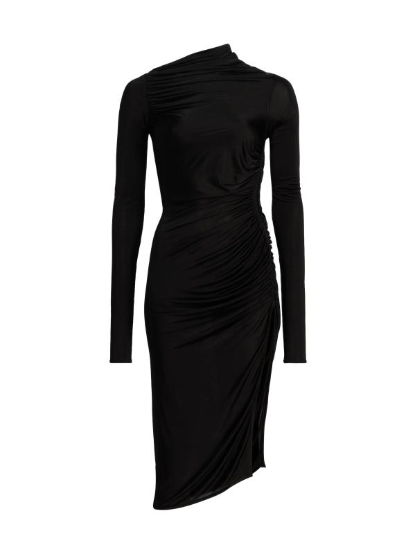 Svita Asymmetric Ruched Midi-Dress
