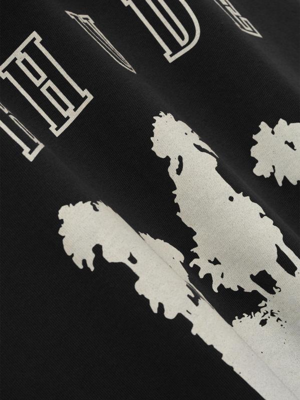 #4: تي شيرت قطني برسومات ثاوزند بالمز - أبيض أسود عتيق