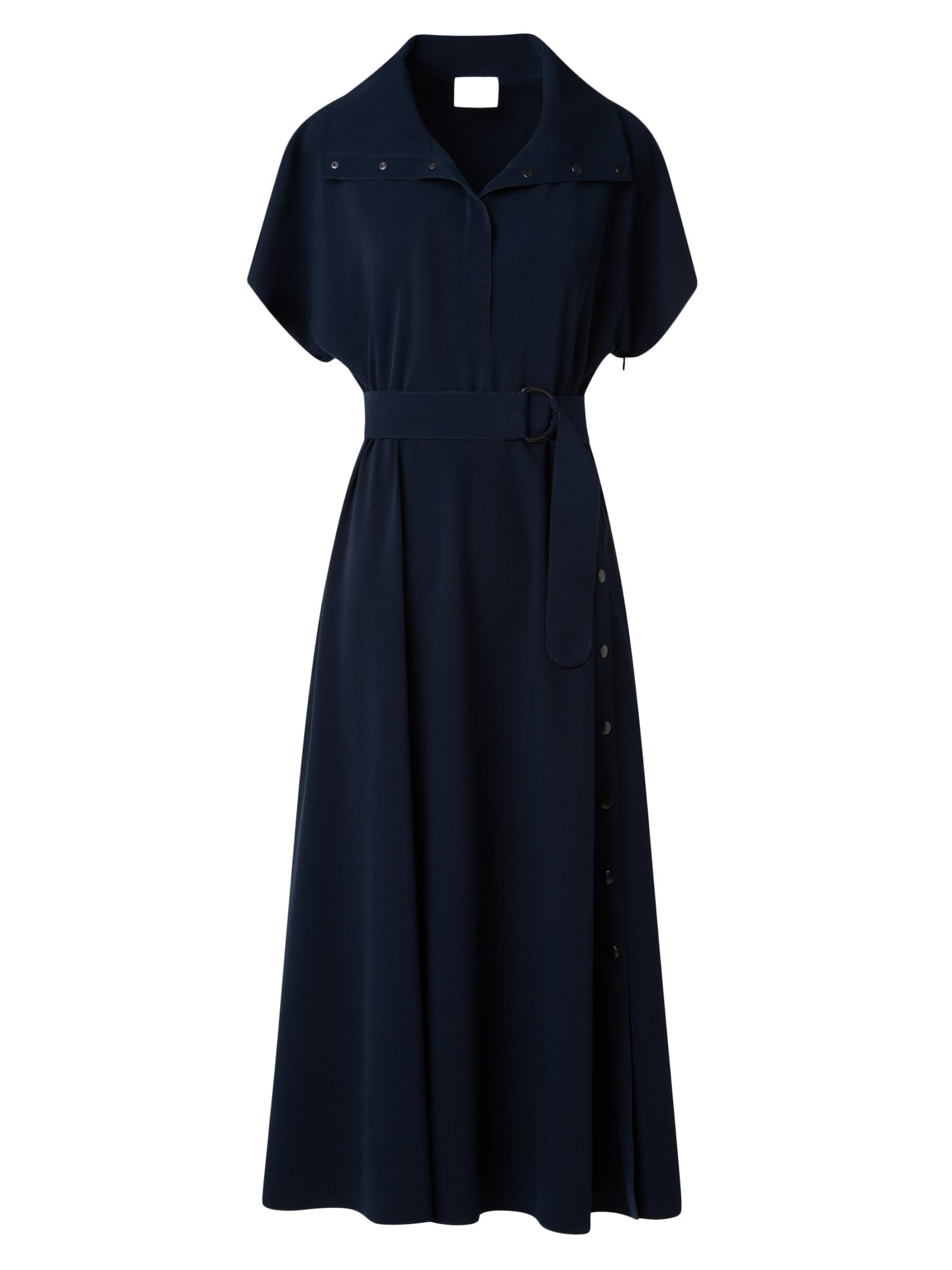Akris Punto - Seersucker Smokey Blue Cotton Wrap Dress