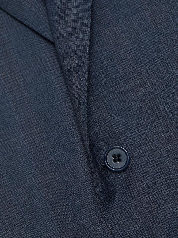 #6: بدلة أحادية الصدر من الصوف المنقوش - اللون الرمادي