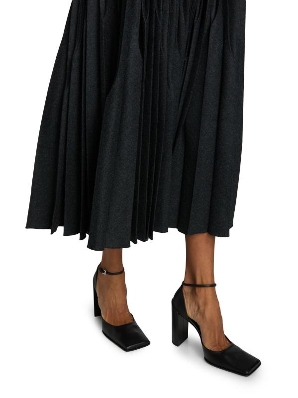 #5: تنورة متوسطة الطول من الصوف بطيات - أنثراسايت