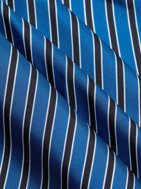 #4: وشاح حريري مخطط - أزرق داكن