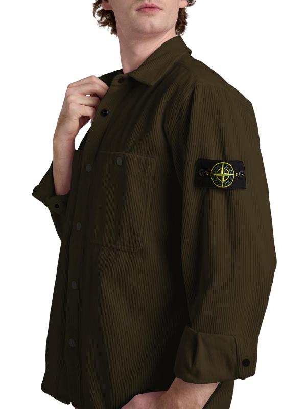 #5: جاكيت قميص من القطن المنقوش - أخضر عسكري