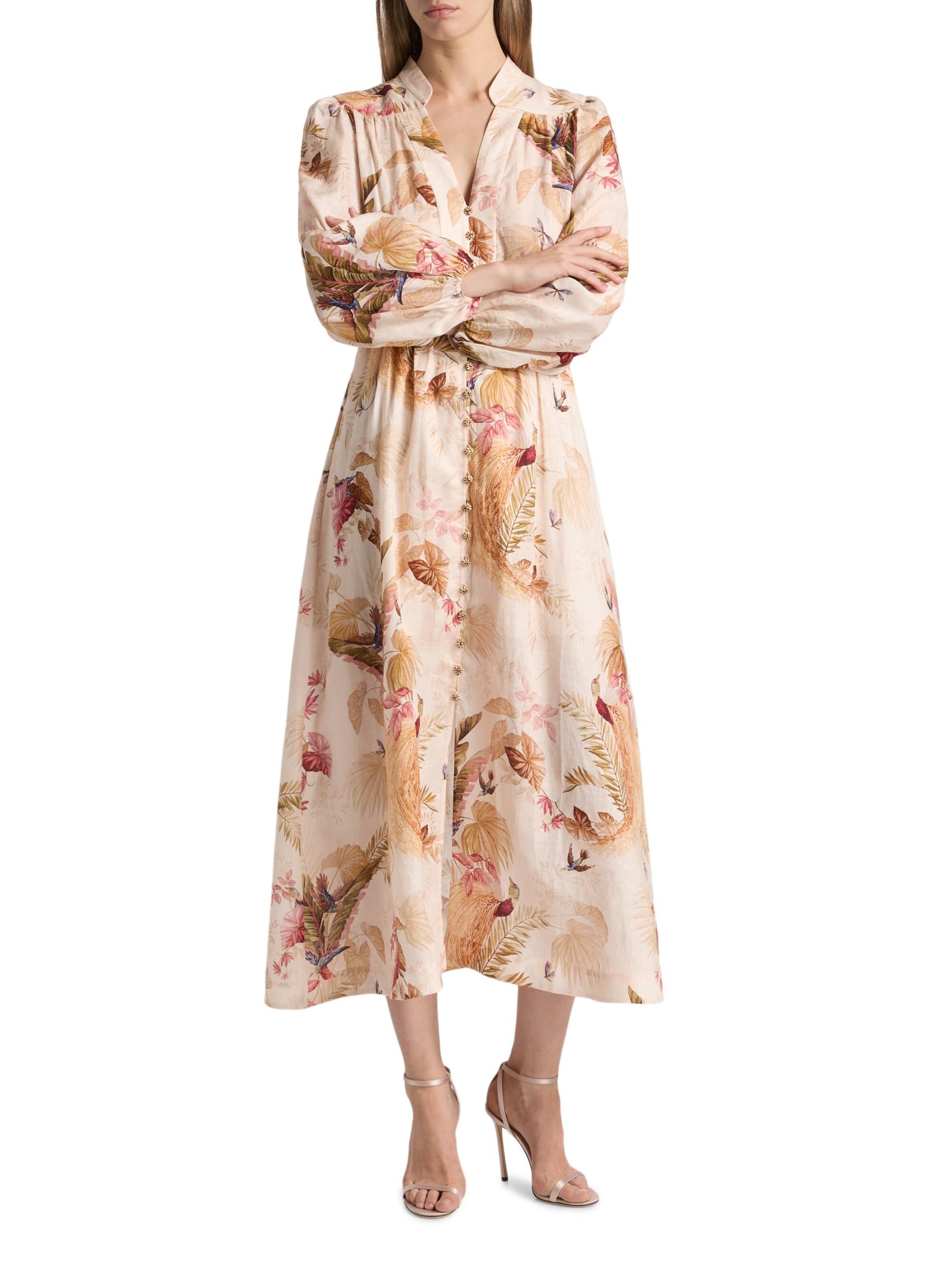 【関税込み】ZIMMERMANN Acension Plunge' dress Ascension Plunge Halter Maxi Blue/Cream Indienne Floral