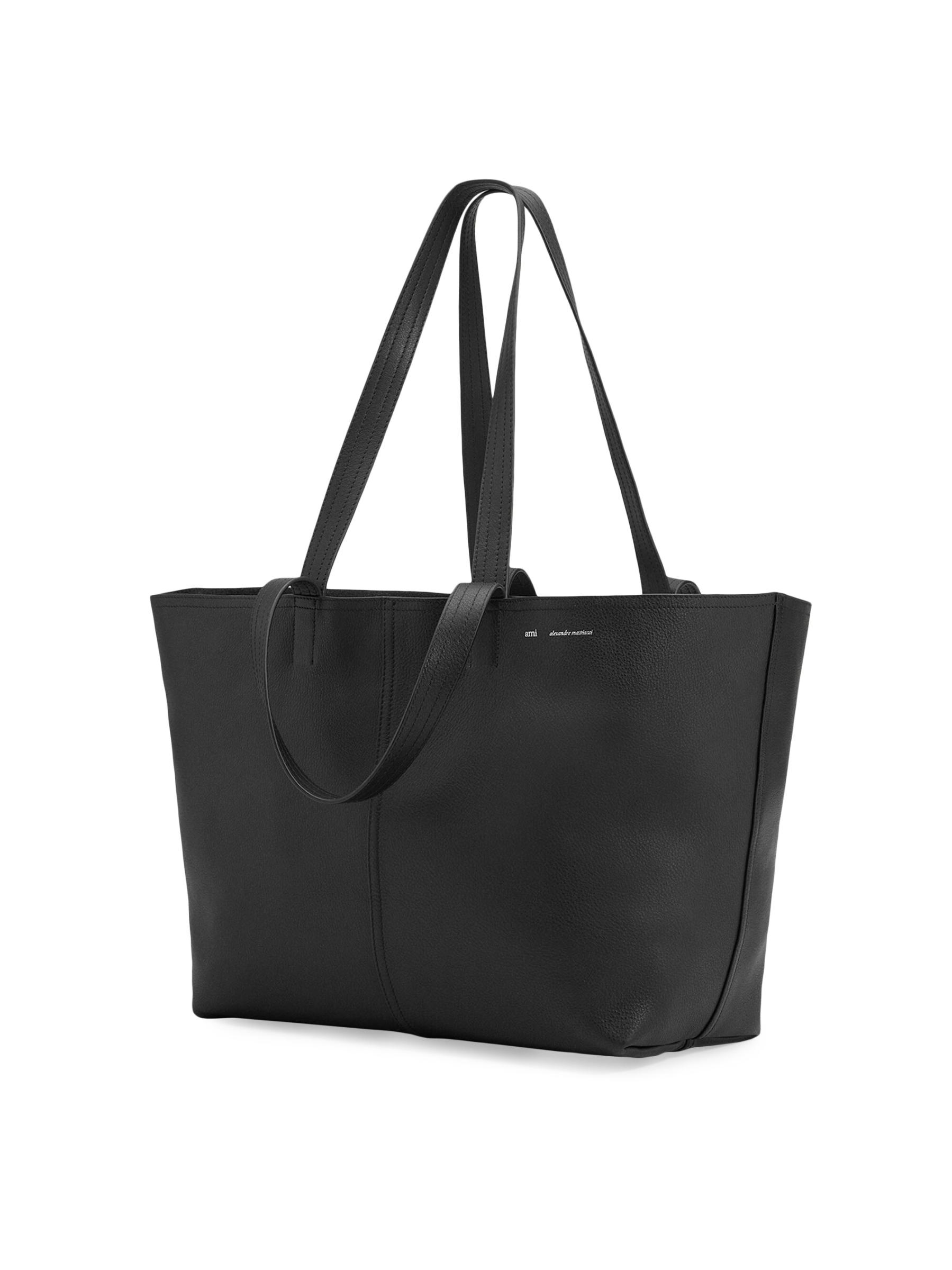 AMI Paris ブラック ミディ レザー トートバッグ AMI Paris - ミディ・レザートートバッグ をオンライン購入
