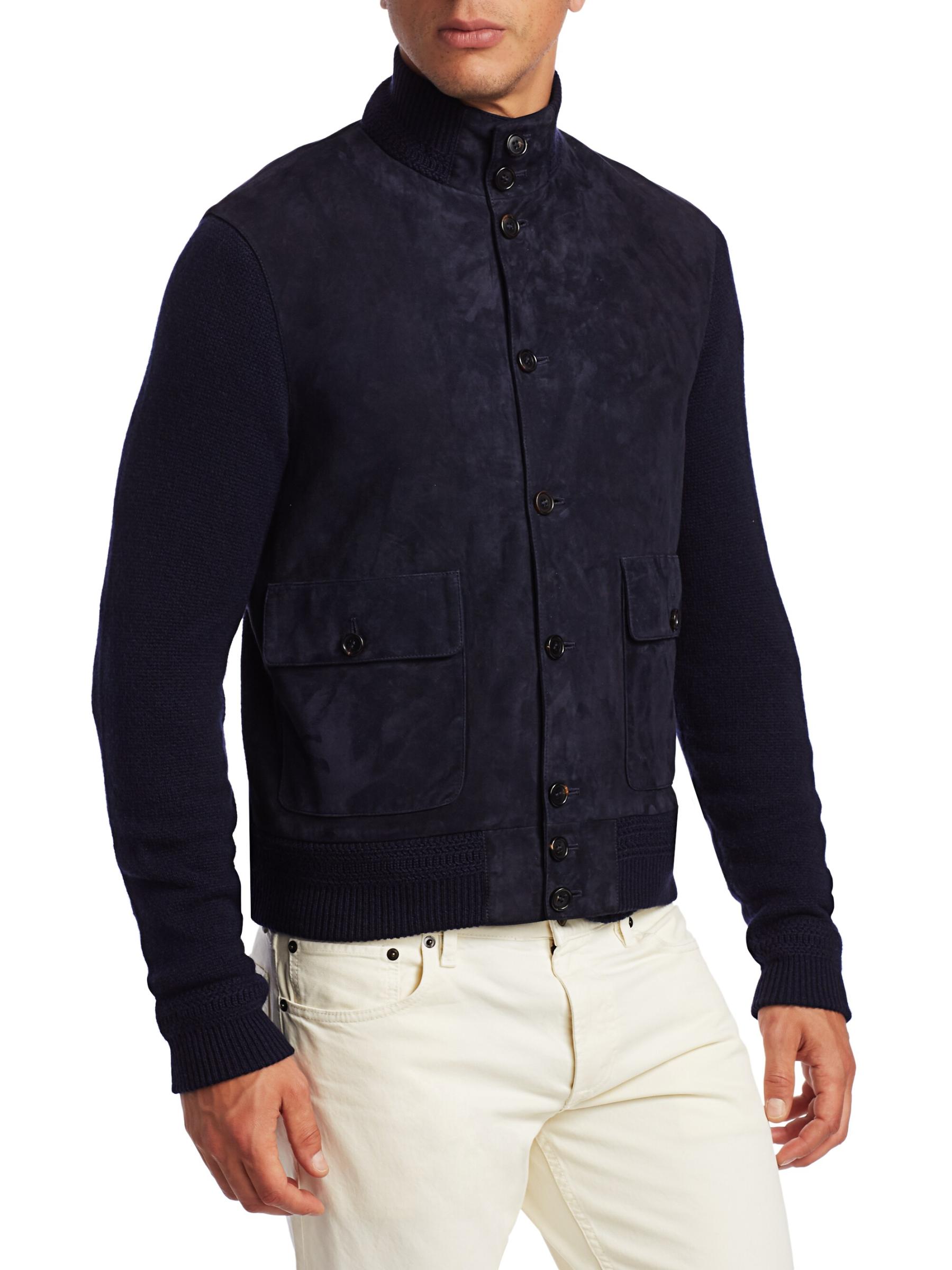 Shop Ralph Lauren Purple Label - Suede & Cashmere Jacket