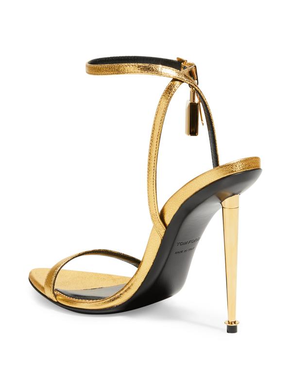 #5: صندل Padlock 105 مصنوع من الجلد المعدني ومزود بحزام للكاحل - الذهب