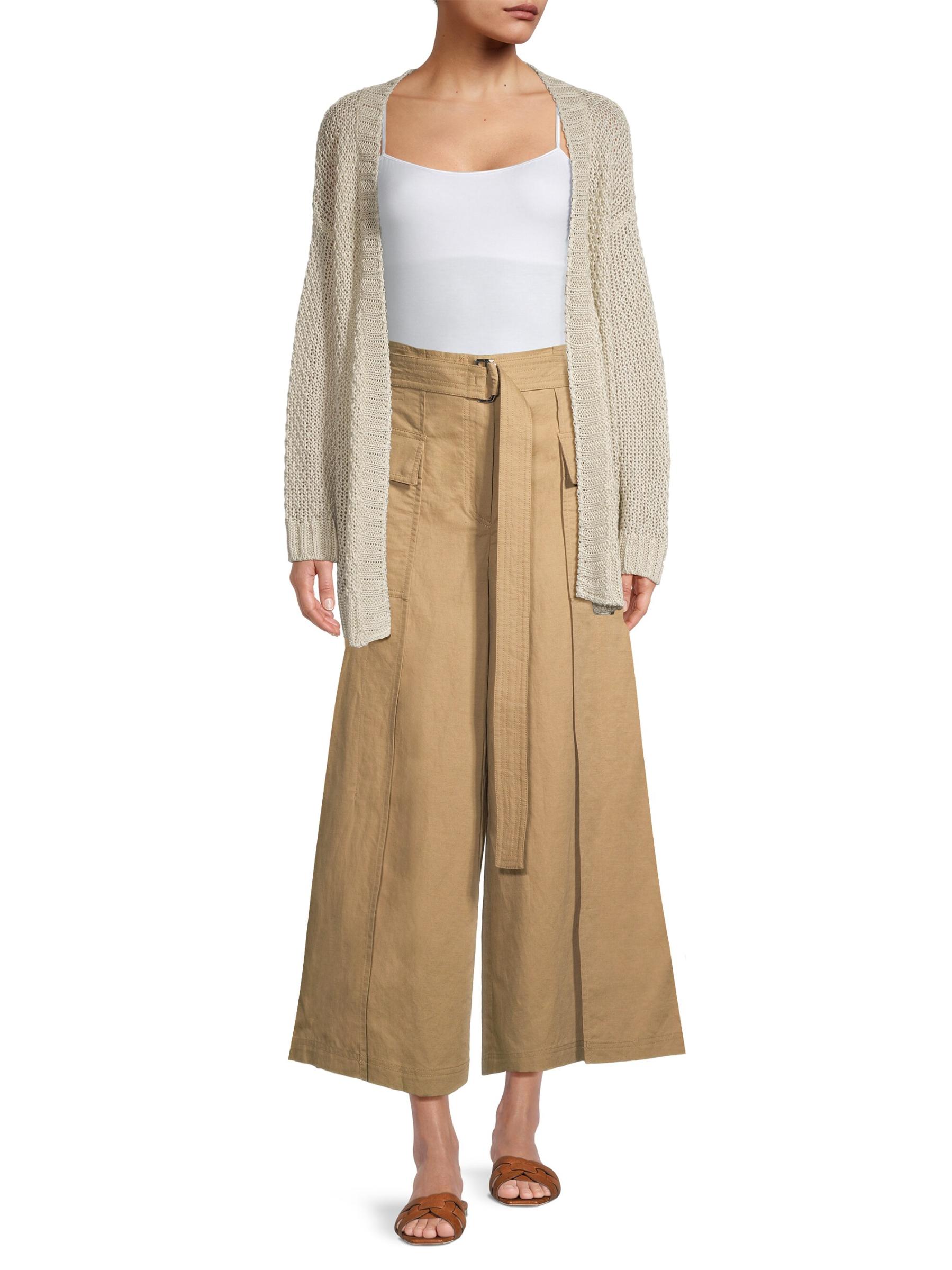 パンツ WEEKEND MAX MARA flared linen and cotton trousers PINIDE Shop Weekend Max Mara - Pinide Cotton & Linen Crop Wide-Leg