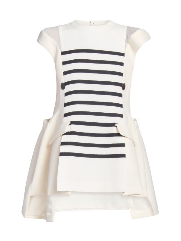 ■sacai■サカイ■Silk & Cotton Double Face Shift Dress■ Double-Faced Silk Cotton Dress - Off White and Navy | SHOP