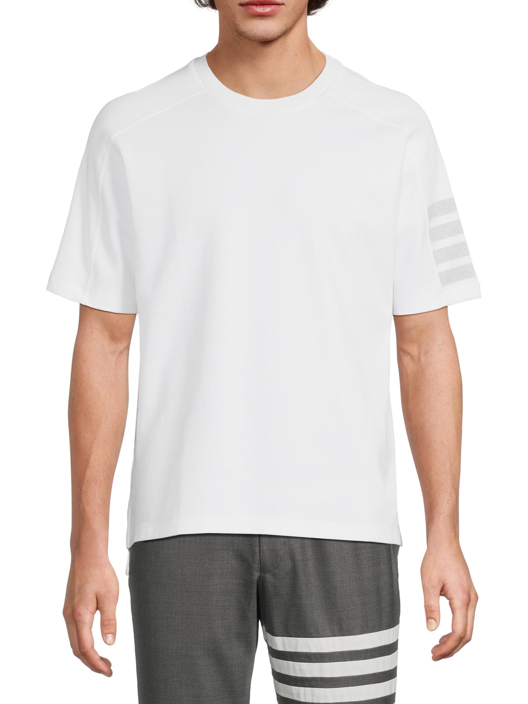 ★【THOM BROWNE】 4 BAR コットン 半袖 Tシャツ★ Thom Browne Four-Bar Cotton T-Shirt | Casual Wear | Harry Rosen