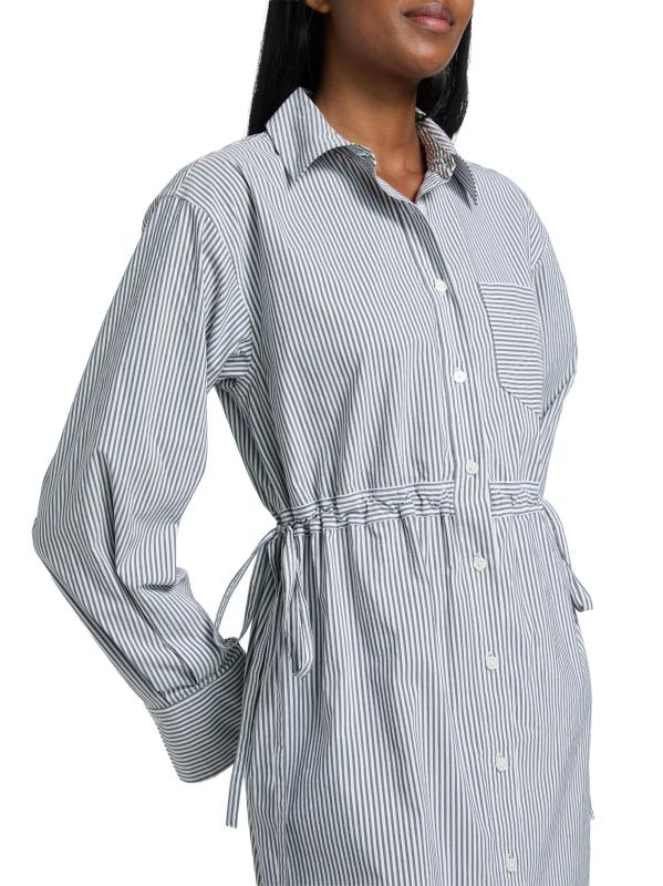 #5: فستان Annalisa مخطط من مزيج القطن - رمادي أبيض