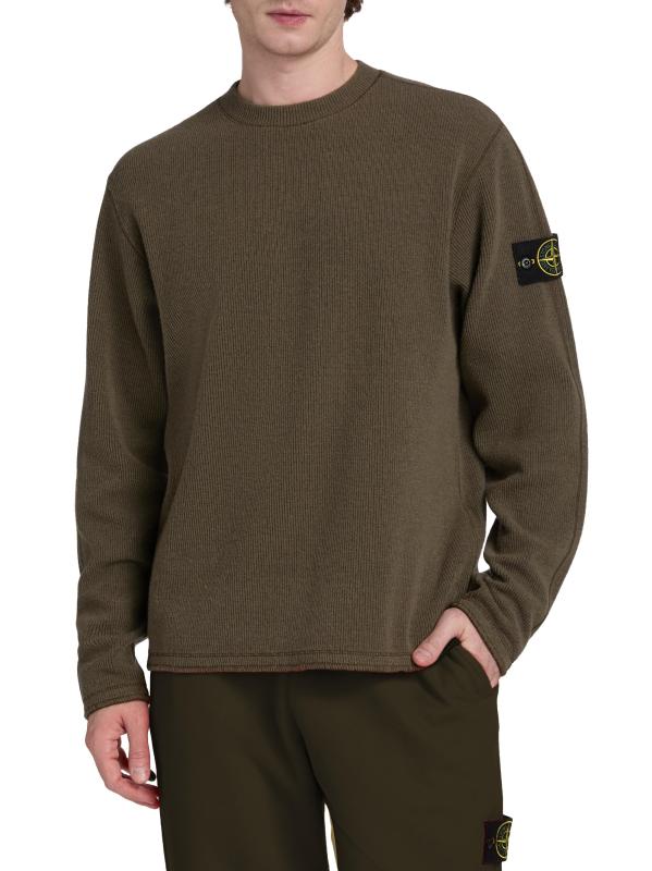 #2: سويت شيرت برقبة مستديرة من الصوف والنايلون - أخضر عسكري