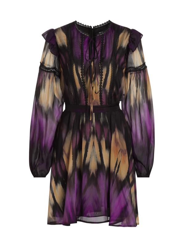 فستان قصير بتصميم تجريدي مزين بالدانتيل من جورجيت