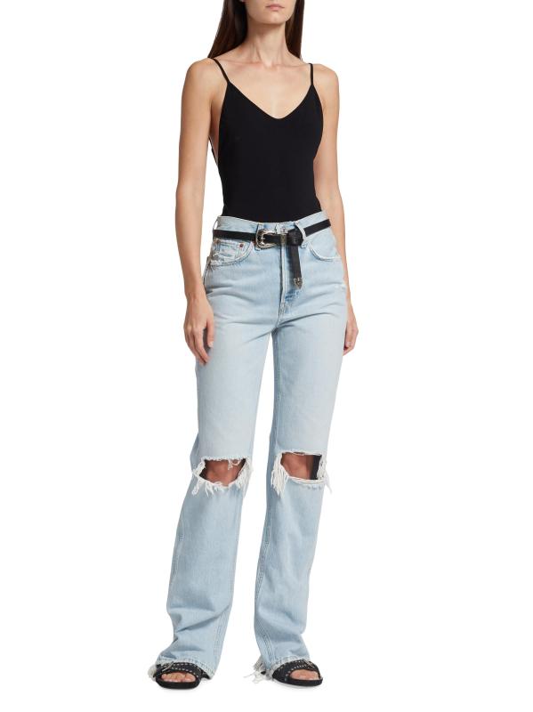 بنطال جينز فضفاض بخصر مرتفع من التسعينيات