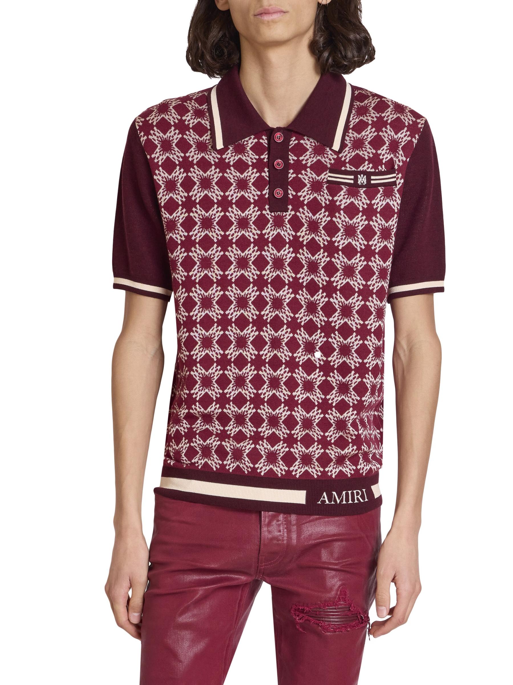 Tシャツ・カットソー AMIRI FW24 KNIT POLO BANDANA (AWKNPO1007 BURGUNDY) Burgundy Amiri Bandana Polo Shirt - Lozuri – LOZURI®