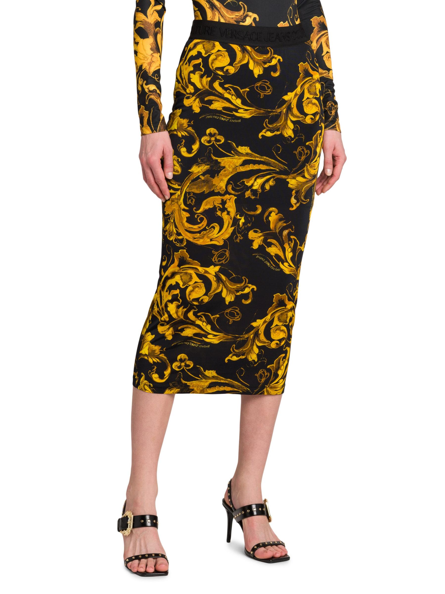 Shop Versace Jeans Couture - Printed Pencil Midi-Skirt