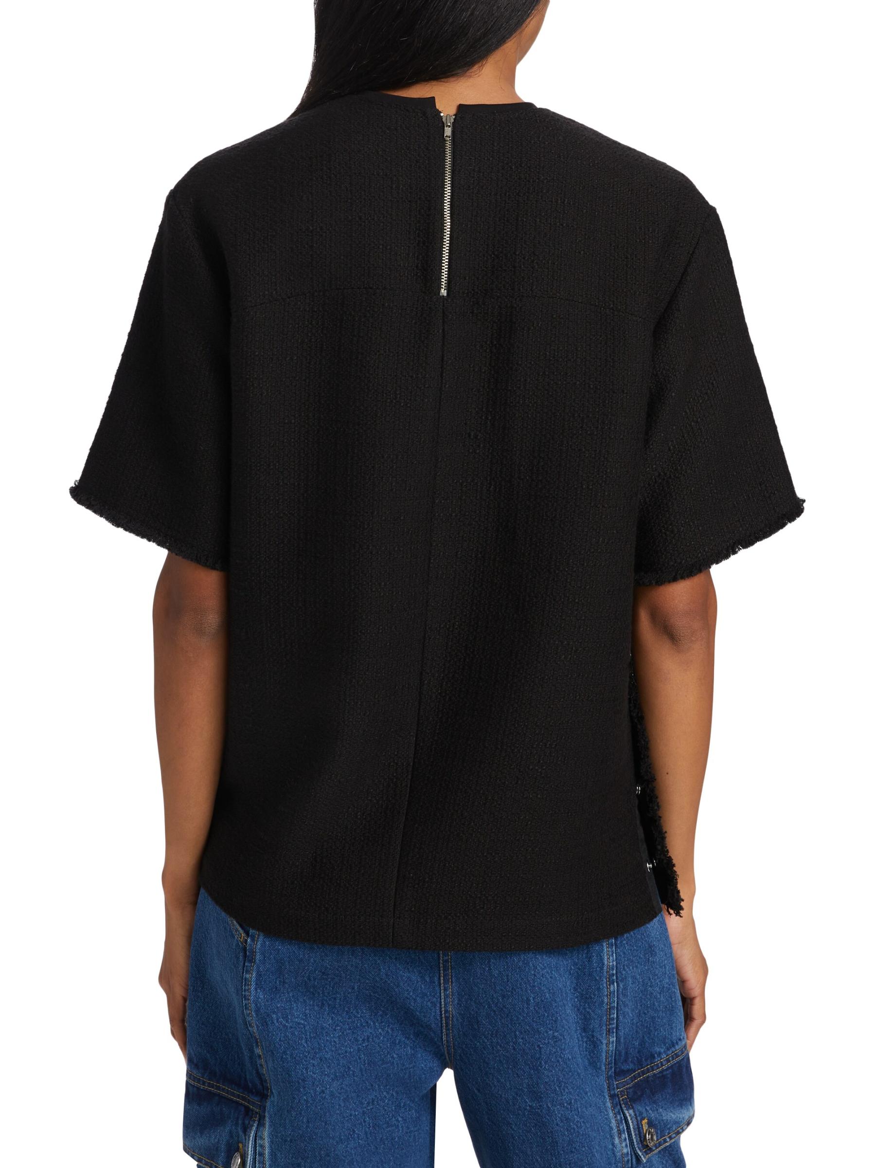 【3.1 Phillip Lim】ツイード＆フェイクレザーTシャツ 黒 3.1 Phillip Lim - ツイード＆フェイクレザーTシャツ を