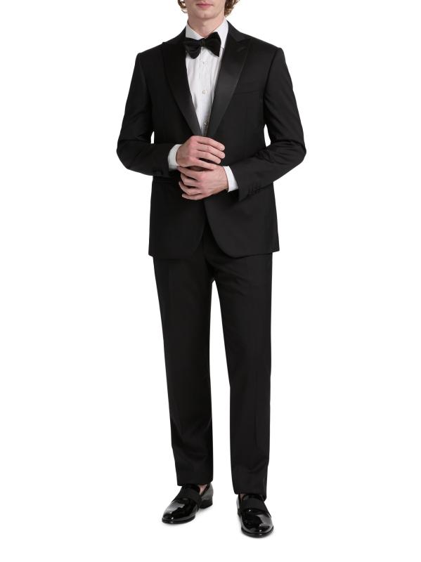 #7: بدلة توكسيدو أحادية الصدر من الصوف البكر - أسود