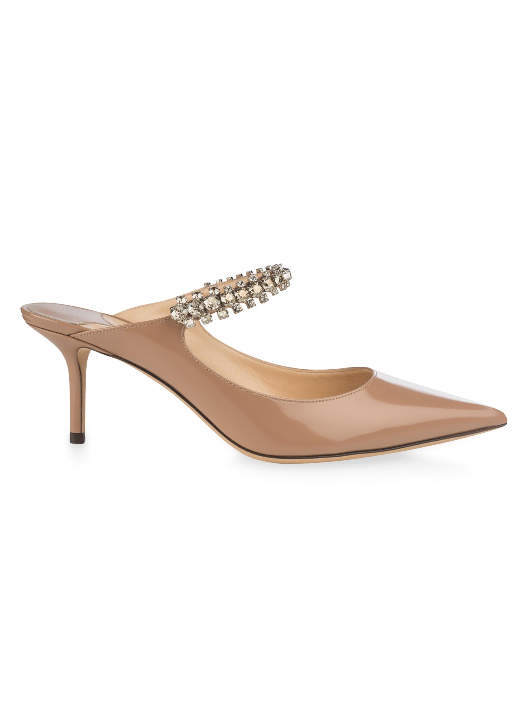 サンダル・ミュール JIMMY CHOO patent leater bing 65 mules BING 65 PAT Black Patent Leather Mules with Crystal Strap | BING 65