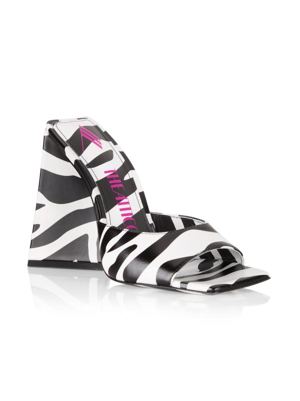 【The Attico】 Devon zebra-printスエードTバックサンダル Devon zebra-print suede thong sandals in multicoloured - The