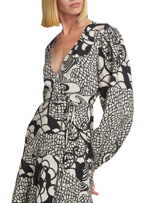 #5: فستان زاريلا ملفوف بطبعة - طباعة باللون الأسود الكريمي