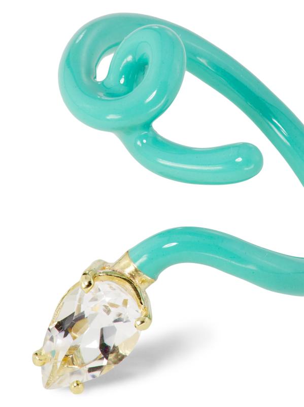 #3: خاتم You
re So Vine Baby Vine Tendril من الذهب الأصفر عيار 9 قيراط والفضة الإسترلينية والكريستال الصخري والمينا بالنعناع - أصفر + ذهبي