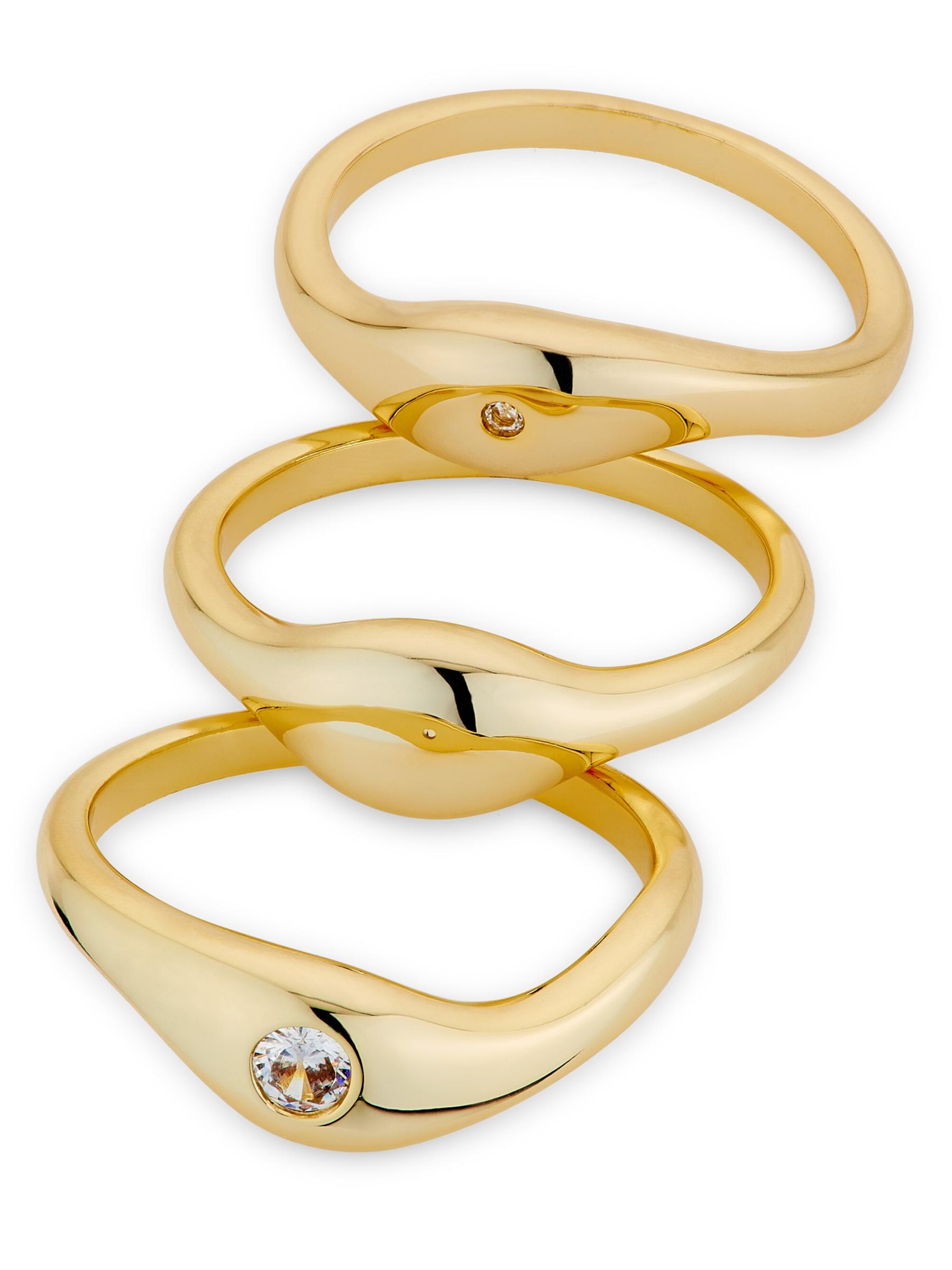 SHASHI シャシ 指輪 リング Triples Ring Set ゴールド3個セット Shop Shashi - Delphine 14K-Gold-Plated & Cubic Zirconia