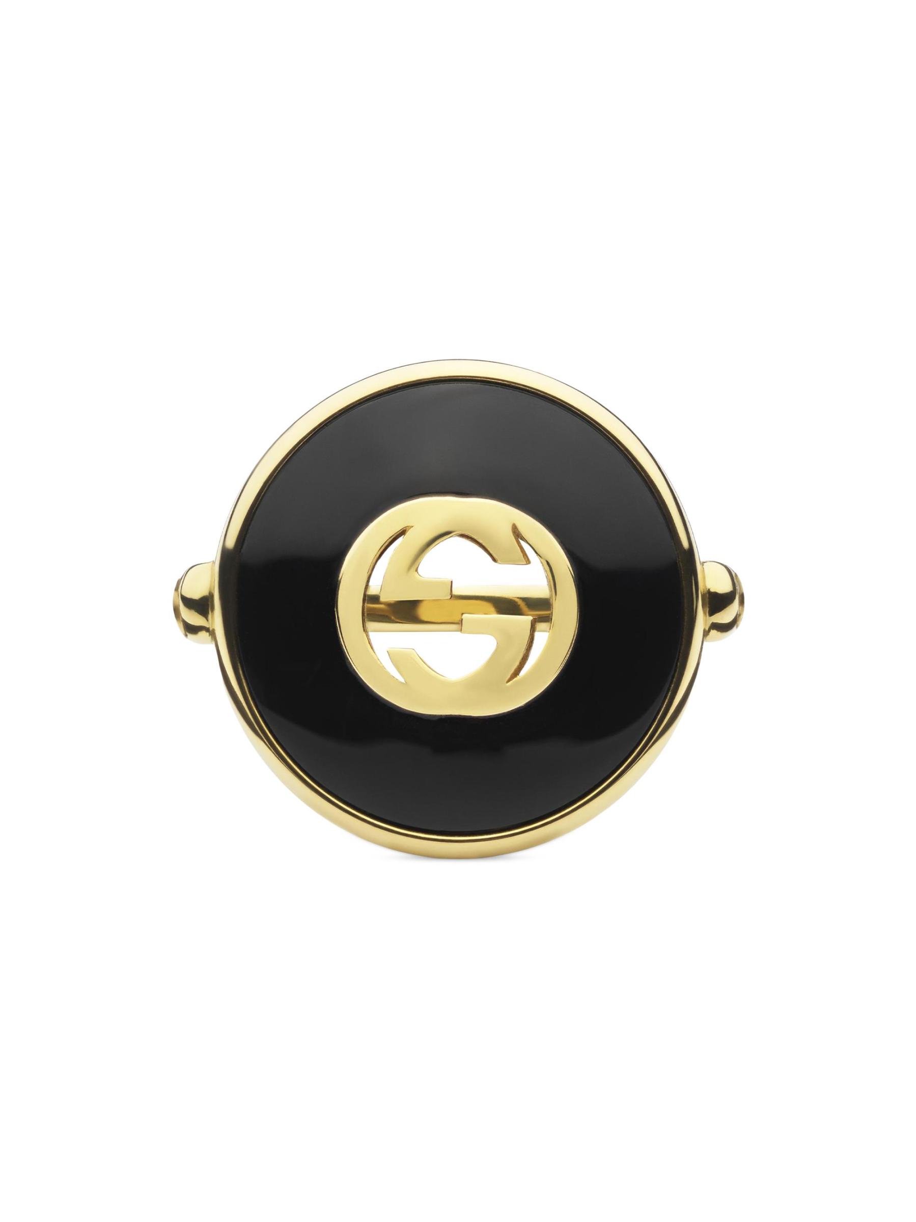 GUCCI インターロッキング Gucci - インターロッキングG 18Kイエローゴールド、ブラック