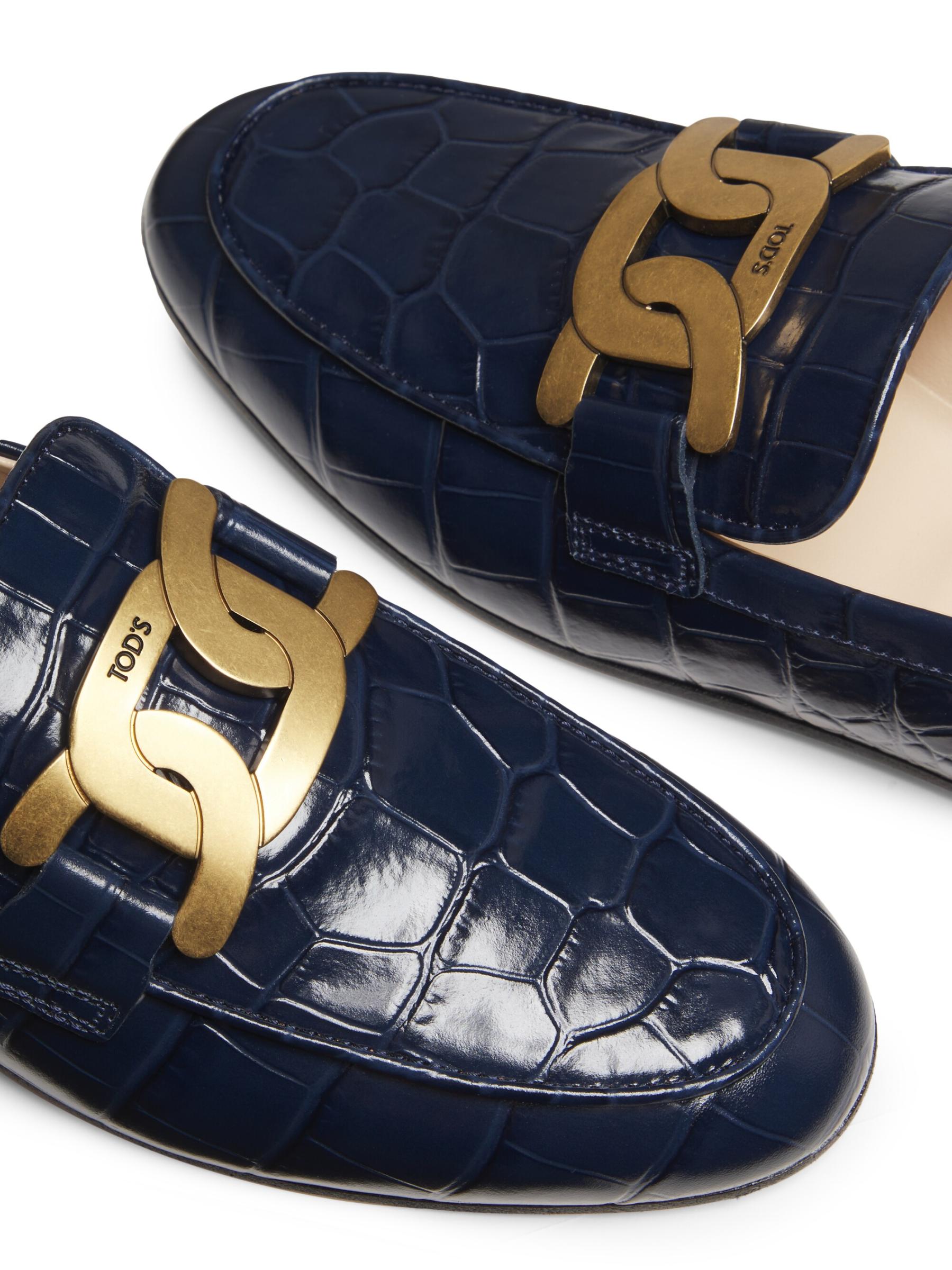 Shop Tod's - Croc-Embossed Leather Loafers | Saks Fifth