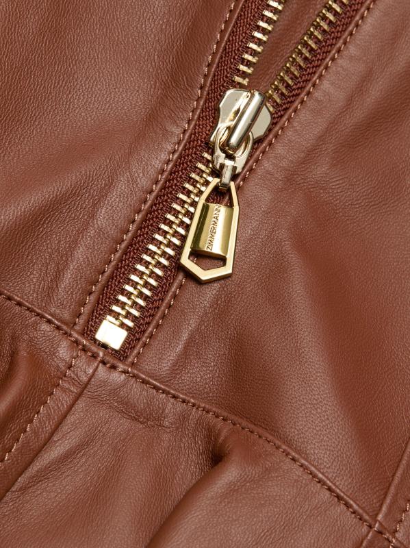 #6: تنورة متوسطة الطول بخصر مزدوج من الجلد Hypnotic - أسمر