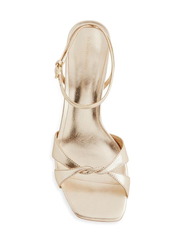 #3: صندل مارغو 75 ملم من الجلد المعدني - الذهب