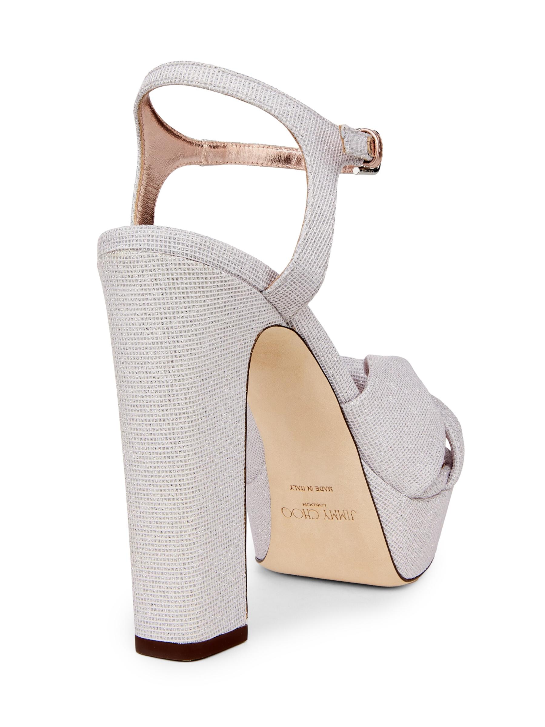 Shop Jimmy Choo - Heloise 120MM Glitter Platform Sandals