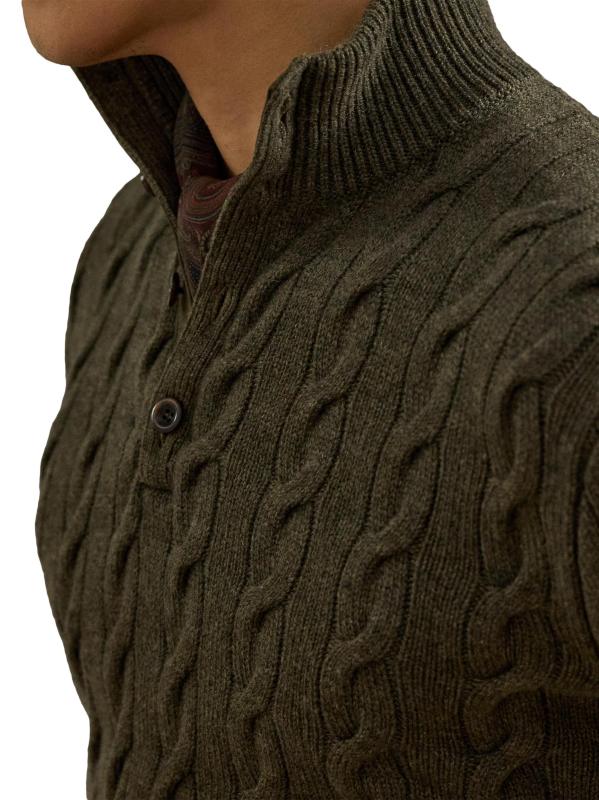 #4: سترة من الكشمير محبوكة برقبة ثابتة - INVERNESS LODEN MELANGE