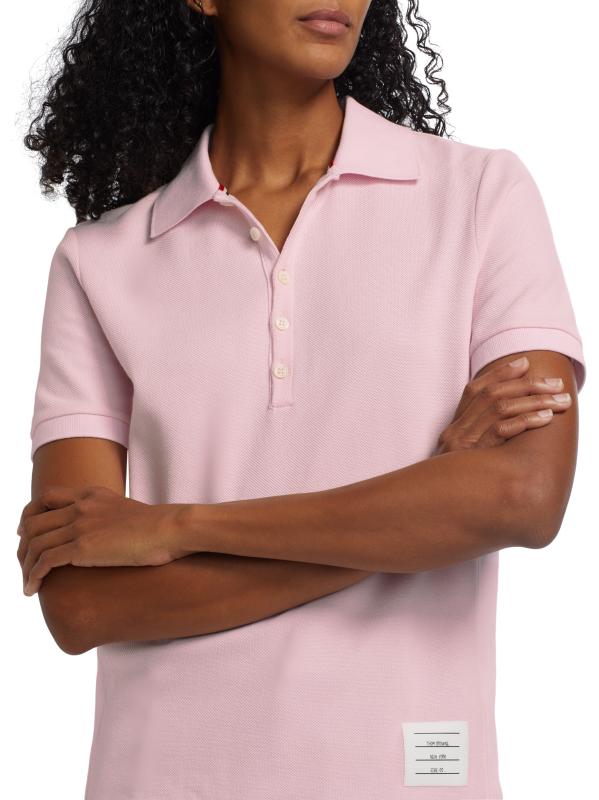 Shop Thom Browne - Piqué Cotton Polo Shirt | Saks Fifth