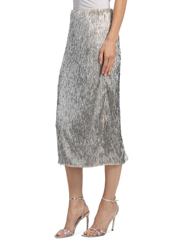 #3: تنورة قلم رصاص مطرزة باللون المعدني من تاو - فضة