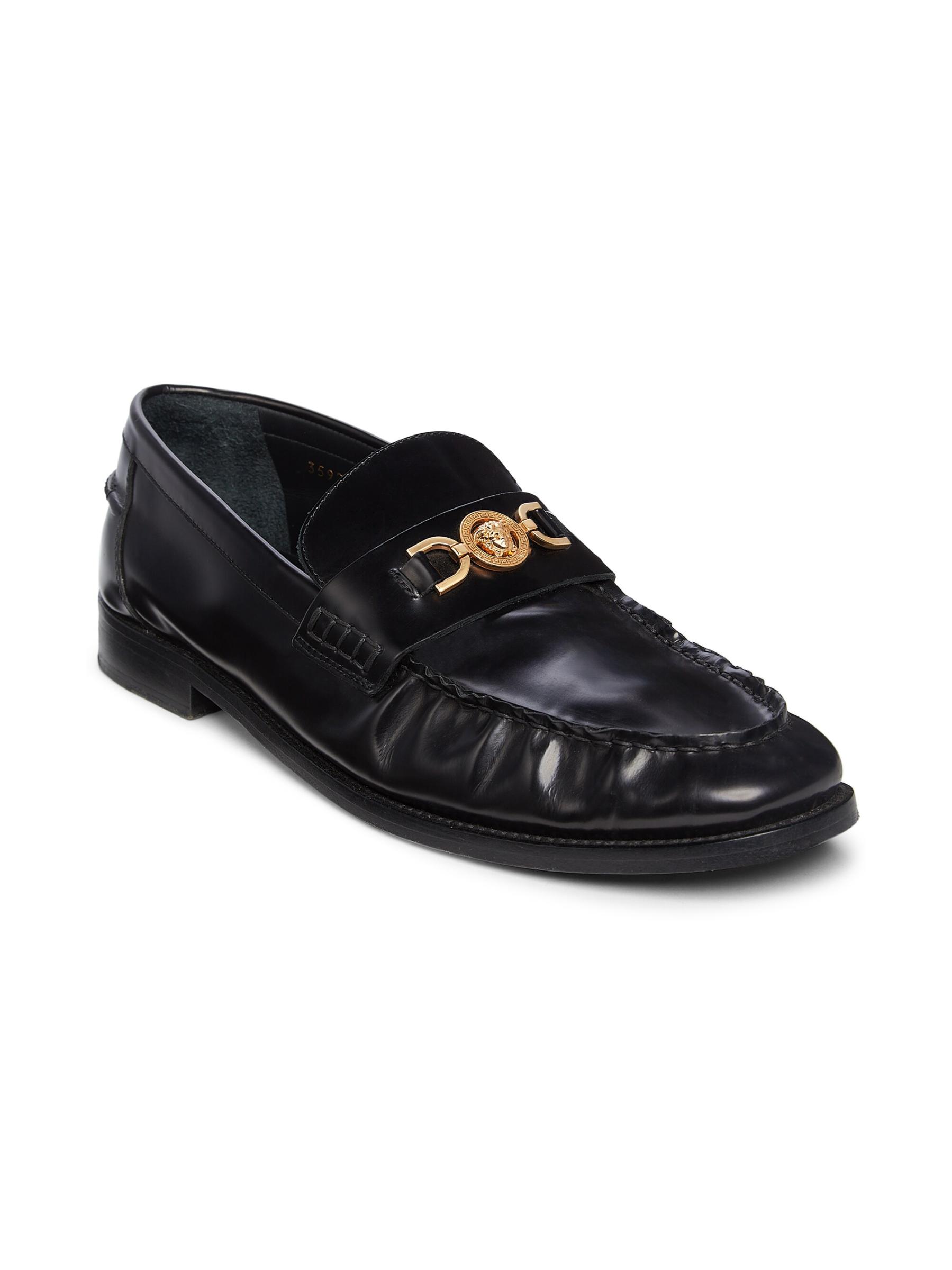 【美品】ブラックレザー ローファー VERSACE Versace - レザーローファー をオンライン購入 | Saks Fifth