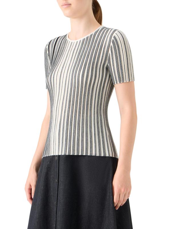 #4: سترة محبوكة من الصوف المقلّم - بلاك + كريم