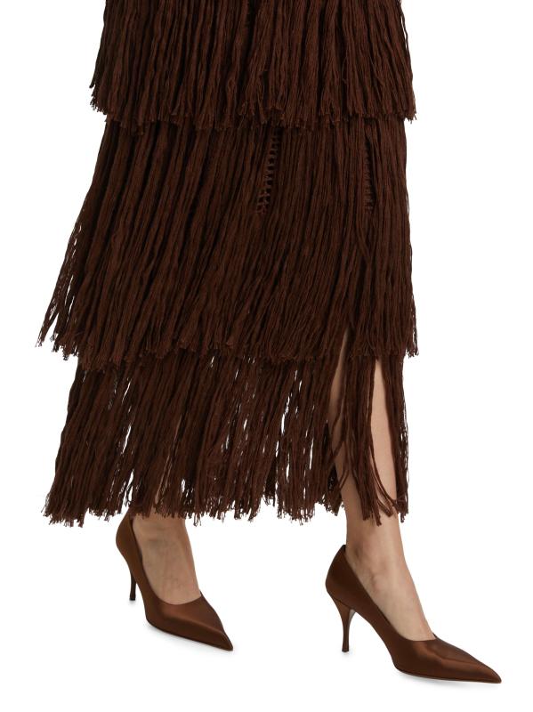 #5: فستان بوستير من الحرير والكروشيه - براون