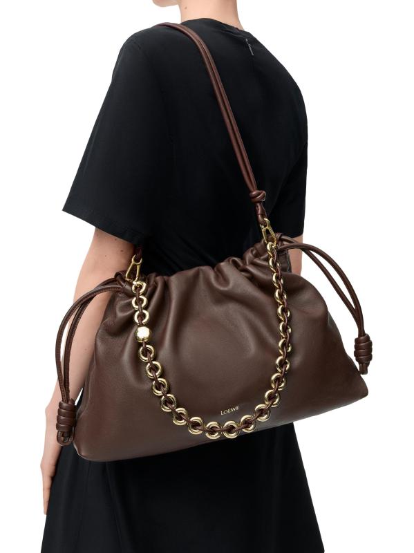 #3: حقيبة كتف كبيرة من جلد الفلامنكو - كستناء داكن