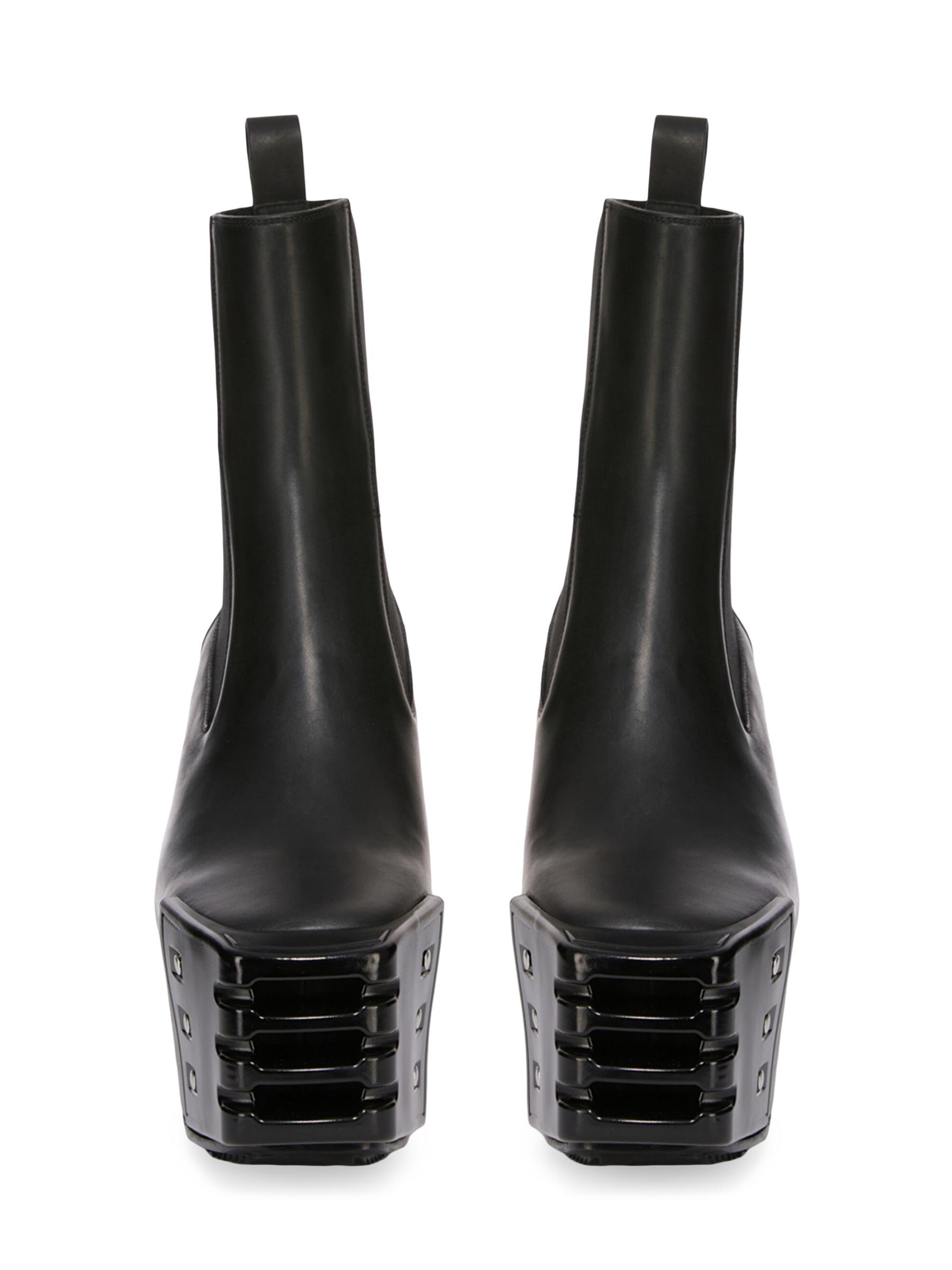 【RICK OWENS】ベージュ Grilled Wedge Beatle チェルシーブーツ Rick Owens: ベージュ Hollywood Grilled Wedge Beatle