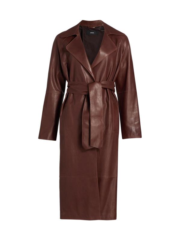 Yava Leather Belted Coat