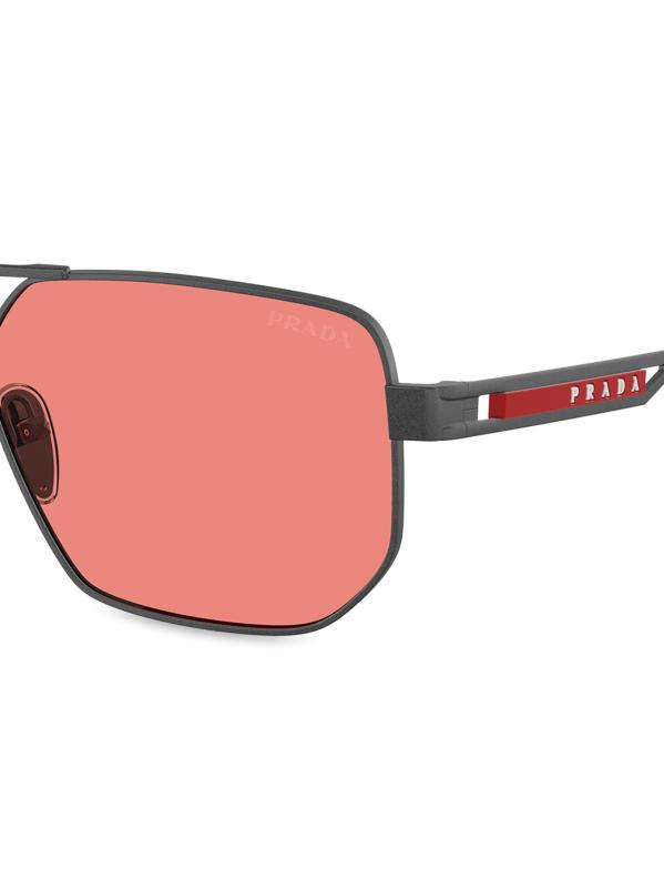 #3: نظارة شمسية أفياتور مقاس 59 ملم طراز 0PS 51ZS - MATTE GREY RED