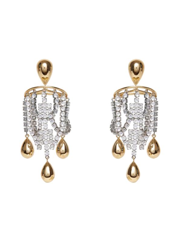 أقراط ثريا فاخرة مطلية بالذهب عيار 14 قيراطًا وكريستالية