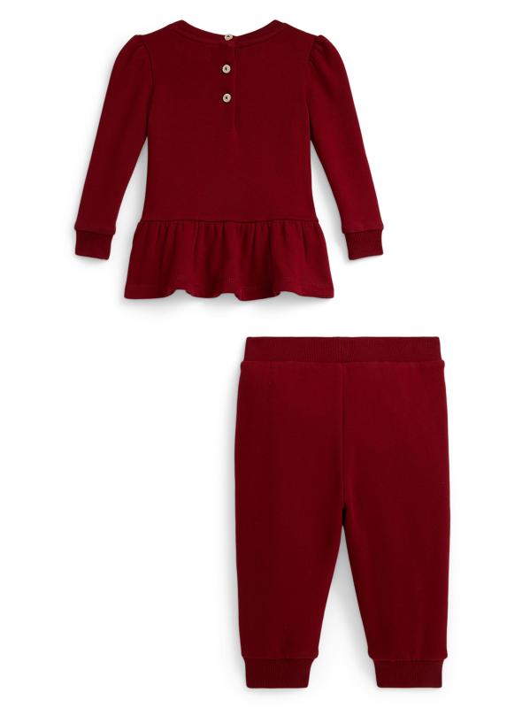 #2: طقم سترة بولو بير ماجيك فليس من قطعتين وبنطلونات رياضية للفتيات الصغيرات - هوليداي ريد