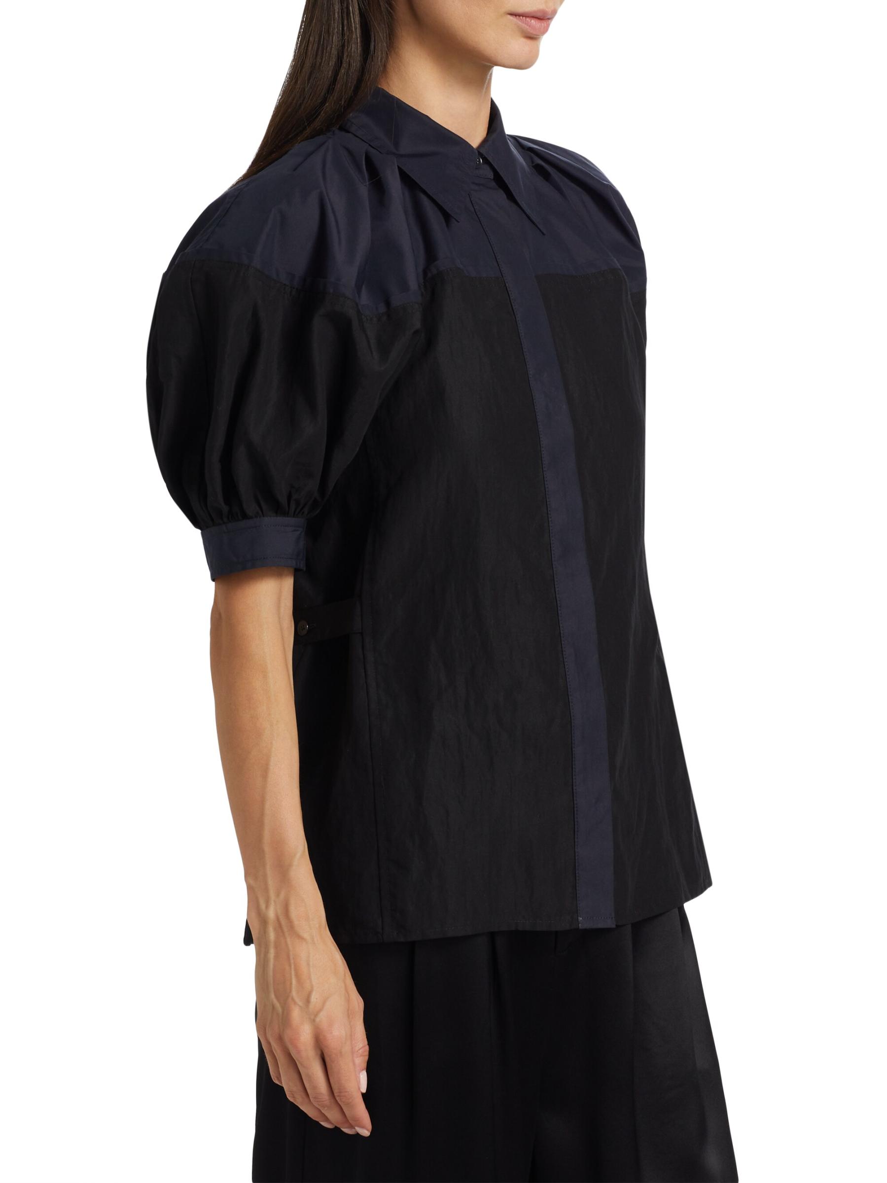 Poplin Balloon-Sleeve Shirt
