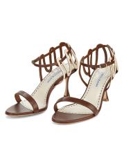 MANOLO BLAHNIK* Chafarsan 70 レザーサンダル ブラック＆レッド Chafarsan 70 leather sandals in black - Manolo Blahnik